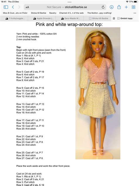 Crochet Doll Clothes Free Pattern Barbie Knitting Patterns Knitted