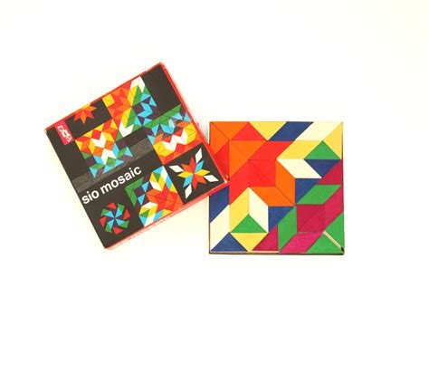 Sio Mosaic Vintage 60s Colorfull Wooden Mosaic Puzzle Toy For