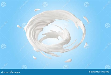 3d Milk Ripple Whirlpool Splash Isolated On Blue Background 3d Render
