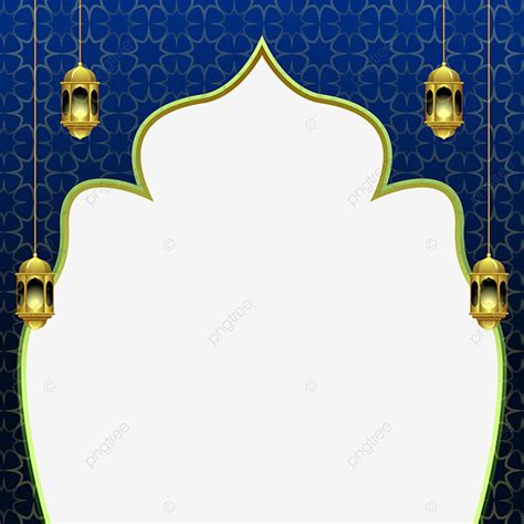 Gambar Bingkai Islami Dengan Ornamen Arab Dan Lentera Islam Vektor