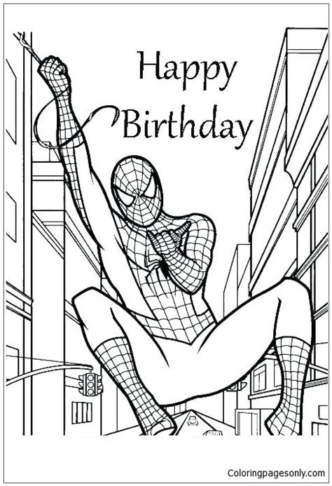 Spider Man Birthday Coloring Pages