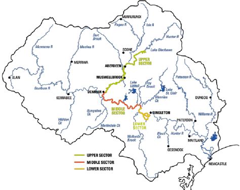 Map Of The Hunter River Basin Showing Hunter River And Its Major