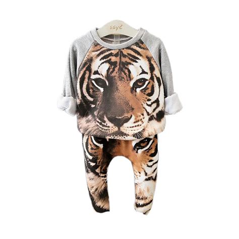 Cute Kids Pajamas Set Cartoon Cosplay Animal Tiger Sleepwear Set For 2