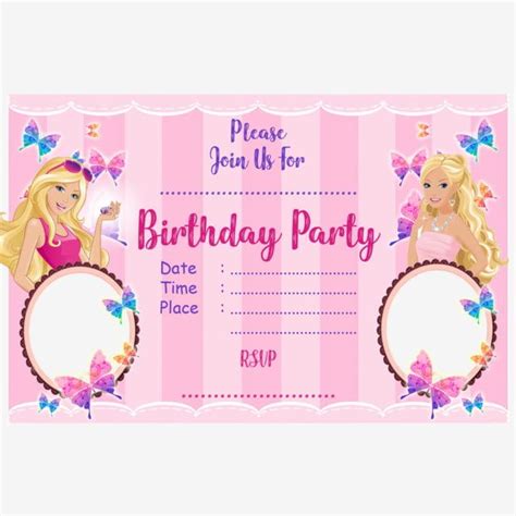 Barbie Birthday Invitation Card Barbie Birthday Invitations Birthday