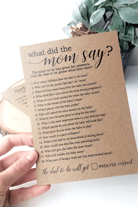 Check spelling or type a new query. What Did The Mom Say? Baby Shower Game | Baby shower games, Boy baby shower card, Baby shower ...