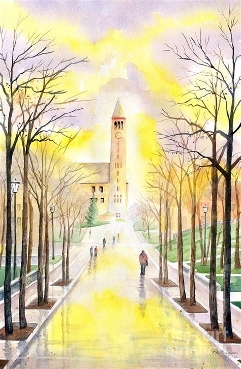 View From Ho Plaza Cornell University Painting By Melly Terpening