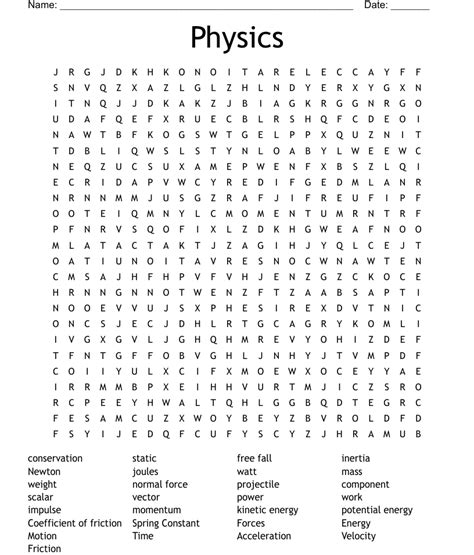 Physics Final Word Search Wordmint