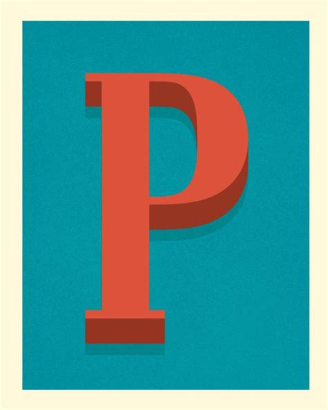 The Letter P Original Art Print Typography Alphabet Red Etsy