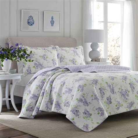 Laura Ashley® Keighley Reversible Quilt Set In Lilac Bed Bath