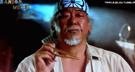 147 views, 4 upvotes, 1 comment. Image - Mr Miyagi catches fly with chopsticks.gif ...