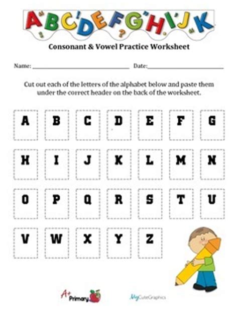 A, e, i, o, and u. Vowels & Consonants Sorting Worksheet by Aplus Primary | TpT