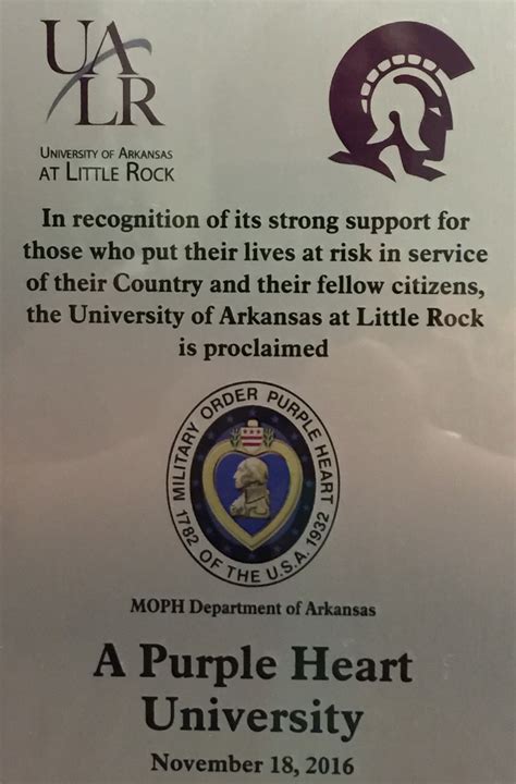 Purple Heart University Military Student Success Ua Little Rock