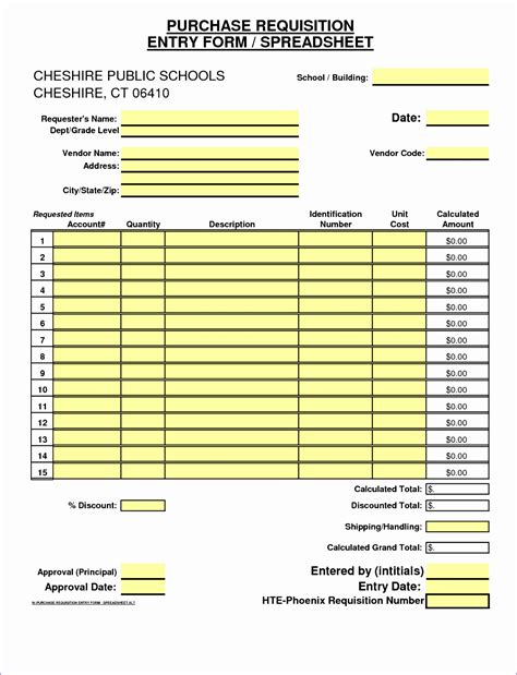 Requisition Form Excel Excel Templates