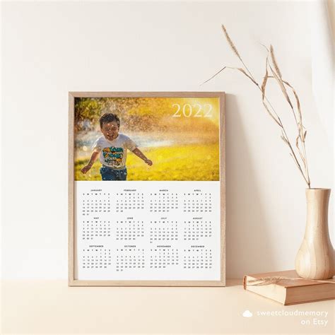 Editable Photo Calendar 2022 Printable Photo Calendar Template Etsy