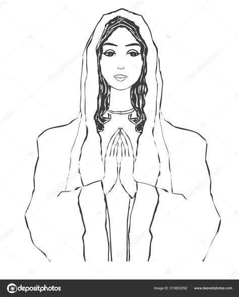 Blessed Virgin Mary Portrait Isolated Illustration Stock Illustration