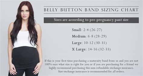The Belly Button Maternity Band Sizing Chart