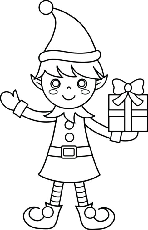 Christmas Elf Coloring Pages Printable At Free