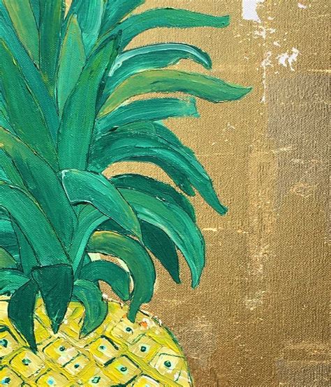 Tropical Decor Pineapple Gold Gold Foil Painting Pineapple Art