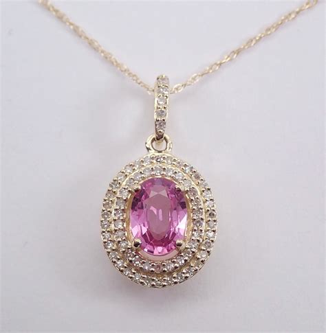 Pink Sapphire and Diamond Pendant Necklace | Gold Necklace | Elegant Jewelry | Pink Sapphire ...