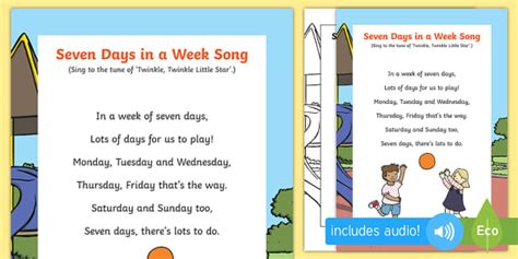 Seven Days In A Week Song Hecho Por Educadores Twinkl