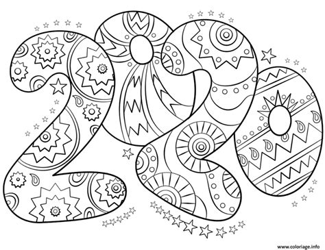 Coloriage 2020 Number nouvel an  JeColorie.com  Coloriage, Coloriage