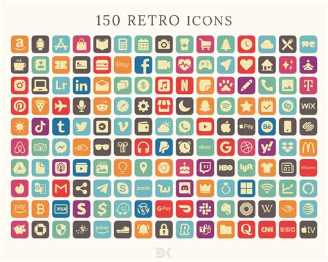 Vintage App Icons Bundle 150 Aesthetic Custom Retro App Etsy