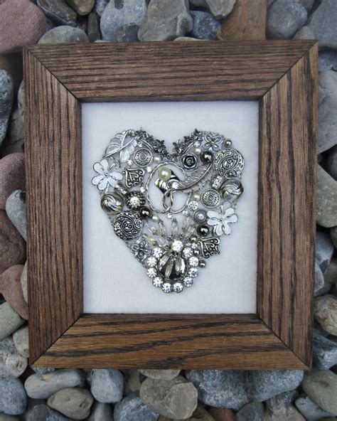 Heart Framed Jewelry Art Home Decor Wall Decor Vintage And Etsy
