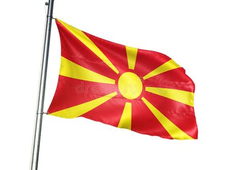 Macedonia National Flag Waving Blue Sky Background Realistic 3d