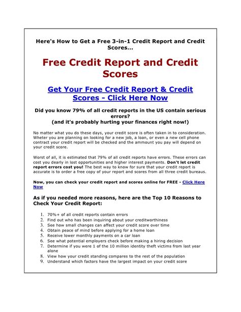 Free 3 In 1 Credit Report