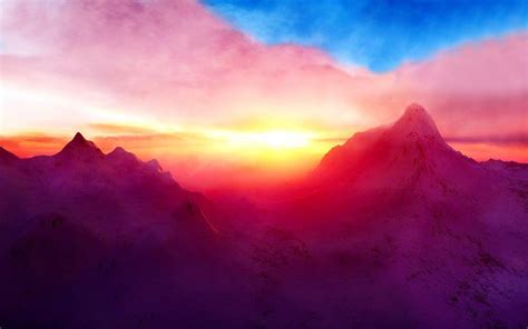 Incredible Mountain Sunset Horizon Wallpaper Nature And Landscape
