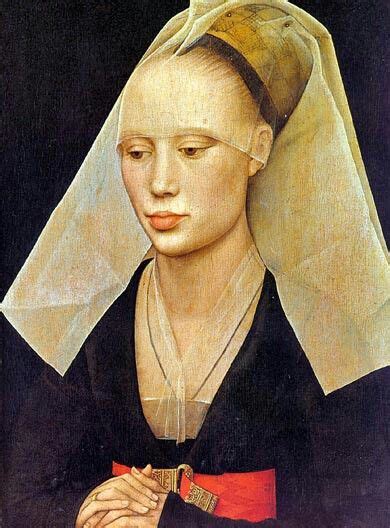 A Painting Of A Woman With A Veil On Her Head And Hands Folded Over Her