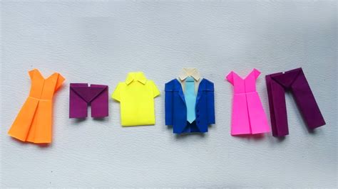 How To Make Origami Mini Clothes 👗 Coat Shirt Tie Pant Frock Paper