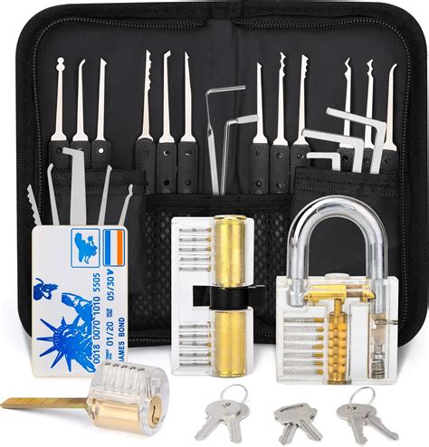 34 Pieces Lock Pick Set - Credit Card Size Lock Picking Tool Kit with 3