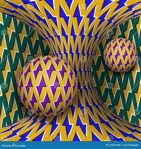 Optical Motion Illusion Illustration Two Spheres Are Rotating Around