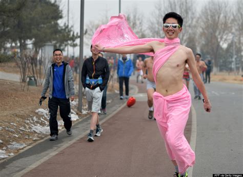 china s annual naked run shows environmental activism can be crazy fun photos huffpost