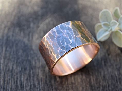 Mens Ring Bronze Hammered Bronze Ring Cool Mens Ring Etsy