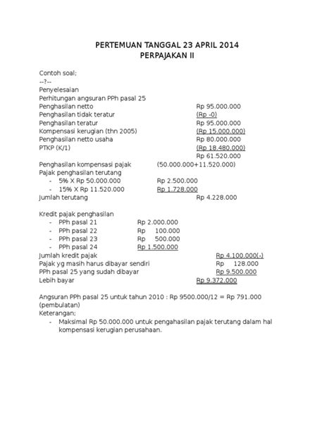 Get Contoh Soal Dan Jawab Pph Pasal 24 Gif | Sekolah Kita