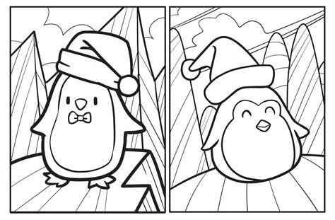 Cute kawaii christmas penguin coloring pages 4511369 Vector Art at Vecteezy