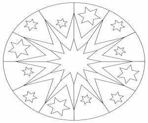 Kleurplaat Mandala circulaire met sterren kleurplaten