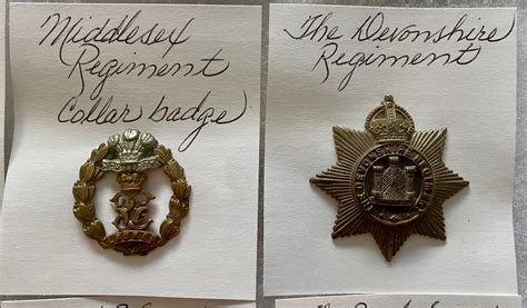 Vintage Cap Badges Of Infantry Regiments Of The British Army In Ww1 And