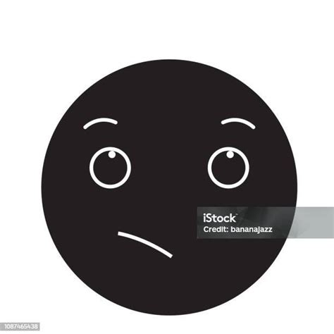 Wistful Emoji Black Vector Concept Icon Wistful Emoji Flat Illustration