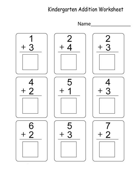 Printable Addition Math Worksheets For Kindergarten