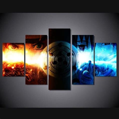 5 Pieces Canvas Painting Naruto Sasuke Anime Hot Poster Pictures For