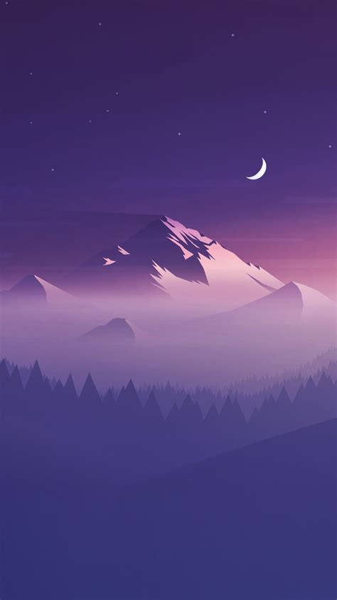 1080x1920 1080x1920 Mountains Trees Stars Colorful Artist