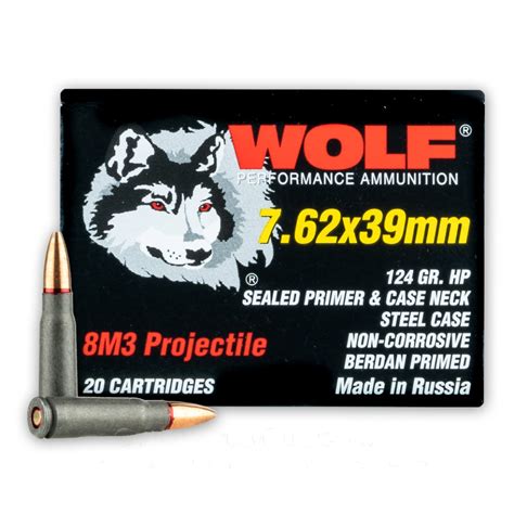 762x39 124 Grain Hp 8m3 Wolf Performance 1000 Rounds Ammo