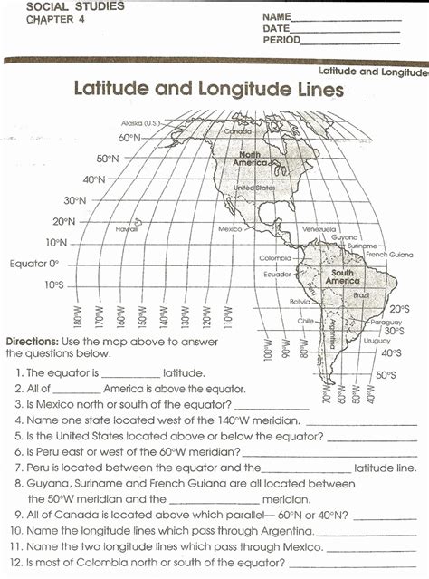 Map Skills Worksheets Answers Fresh Latitude And Longitude Worksheet