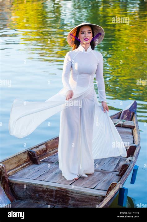 Beautiful Women With Vietnam Culture Traditional Dress Ao Dai Is Famous