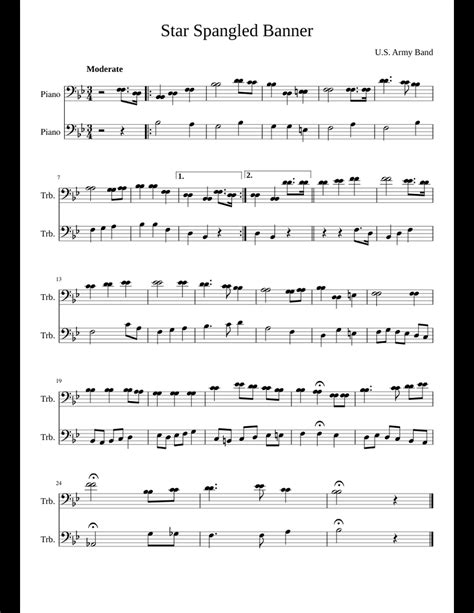 The music lyrics were written as a poem in the year 1814 of september 14th. Star Spangled Banner sheet music for Piano download free in PDF or MIDI