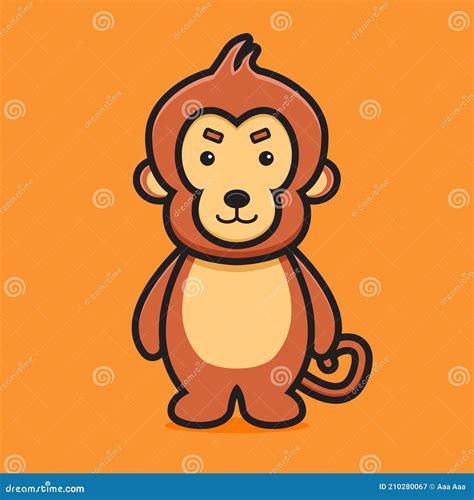 Cute Monkey Mascot Character Cartoon Vector Icon Illustration Stock