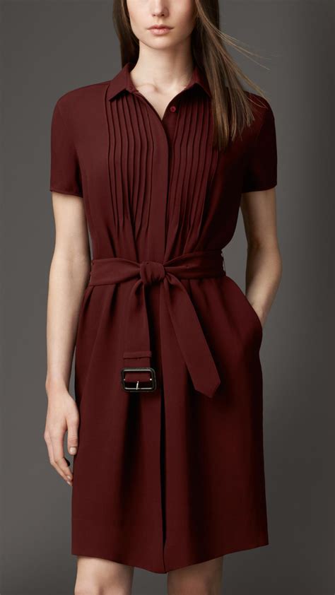 Lyst Burberry Silk Georgette Shirt Dress In Red
